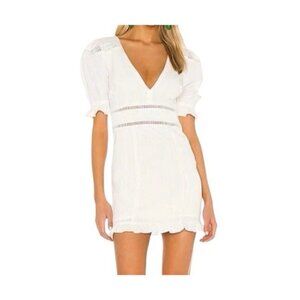 Revolve Majorelle White Magic Spell Deep V Bridal Linen Blend Mini Dress Sz XXS